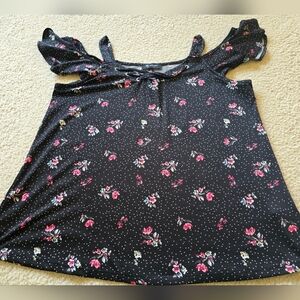 🌈Lily Morgan Cold Shoulder Flutter Sleeve Front Tie Detail Blouse